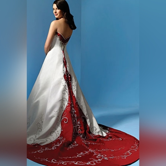 New!! TagsALFRED ANGELO BRIDAL RED SWEETHEARTS ROMANTIC BEADED A LINE DRESS Sz 6 - Picture 5 of 17